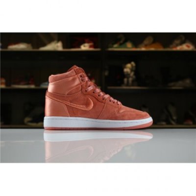 Nike Bayan Air Jordan 1 Retro High Soh Sunblush/White-metallic Turuncu / Metal Altın Basketbol Ayakk